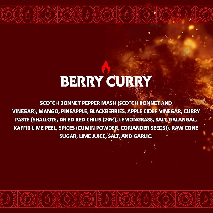 Hot Sauce | Chile Lengua de Fuego (Pack of 2, Berry Curry) – Medium Heat Fruit & Curry Sauce with Mango, Blackberry, Pineapple & Scotch Bonnet