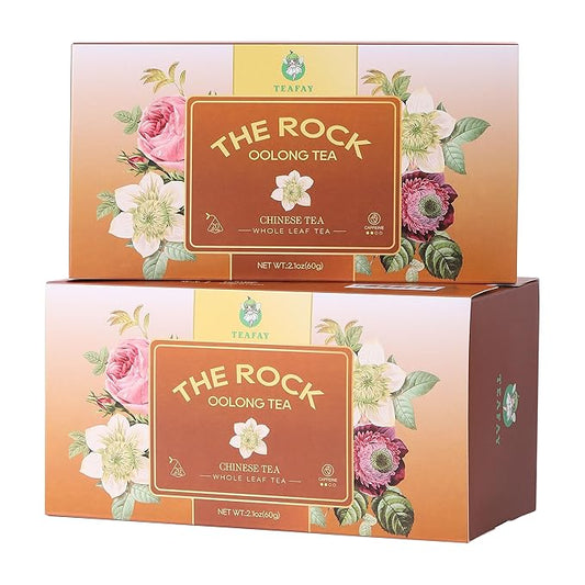 TEAFAY Wuyi Rock Oolong Tea ??20 Count (40 Cups), 100% Natural, Handpicked, Whole Leaf Pyramid Tea Bags, Individually Wrapped, Roasted Flavor, Caffeinated