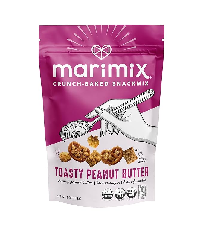 Marimix Snack Mix | Toasty Peanut Butter | Crunch Baked Sweet & Salty Savory Plant Based Naturally Gluten Free Whole Grain Fiber Charcuterie Pretzel Trail Party Mix | No Artificial Ingredients