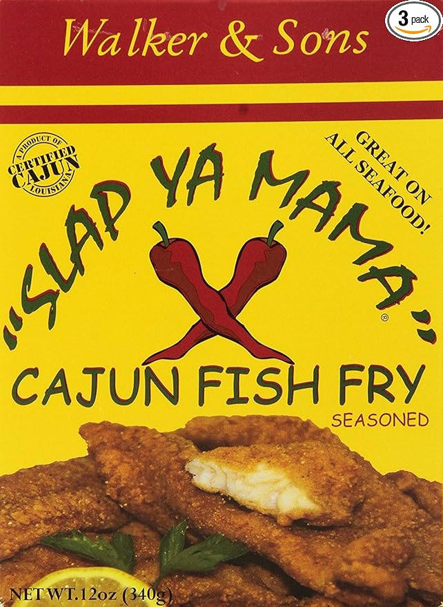 Slap Ya Mama Louisiana Style Cajun Fish Fry, No MSG and Kosher, 12 Ounce Box, Pack of 3