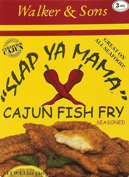Slap Ya Mama Louisiana Style Cajun Fish Fry, No MSG and Kosher, 12 Ounce Box, Pack of 3