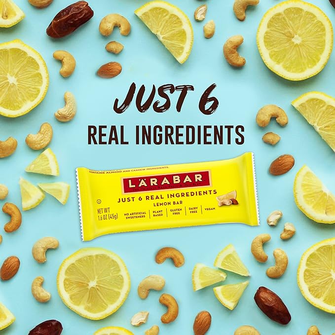 Larabar Lemon Bar, Gluten Free Vegan Fruit & Nut Bar, 1.6 oz Bars, 16 Ct