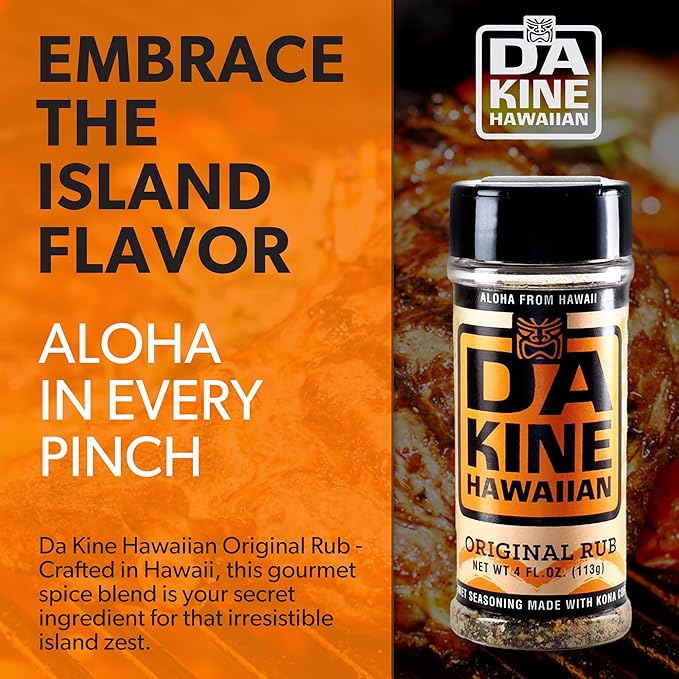 Da Kine Hawaiian Premium BBQ Dry Rub Seasoning - Authentic BBQ Seasoning Blend, Perfect Gourmet Rub Spices for Smoking, Grilling & Cooking - Gluten-Free, Low Sodium, No MSG - Original Flavor (4 oz - 3 Pack)