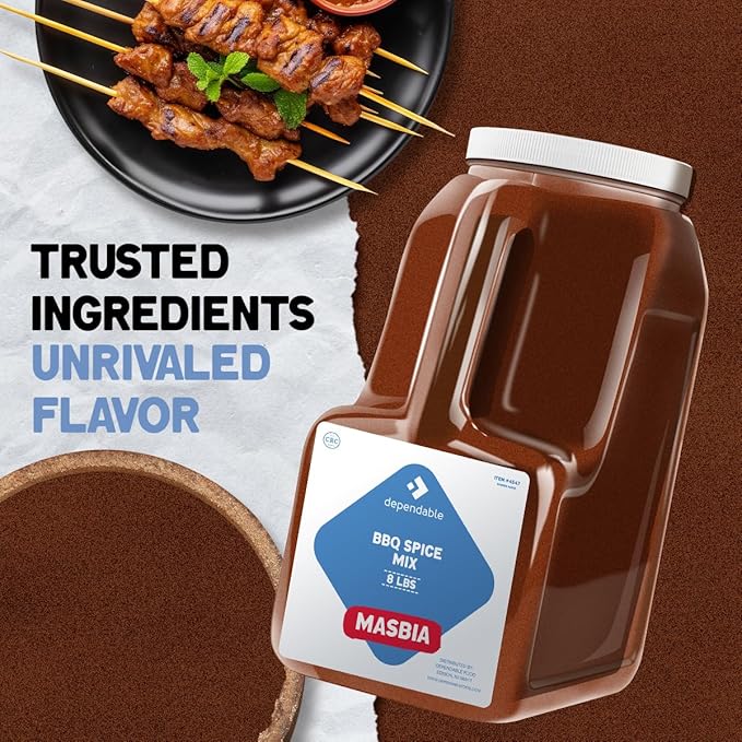 Dependable Food BBQ Spice Mix - 8 Lb. Resealable Jug - Non-GMO, Kosher ??Perfect Blend for Grilling, Smoking, and Roasting