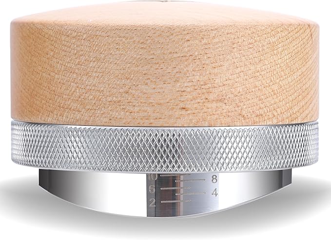 54mm Espresso Distributor for Breville Portafilters Maple Coffee Leveler Adjustable Depth Stainless Steel Espresso Leveling Tool Premium Espresso Machine Accessories For Coffee Bar