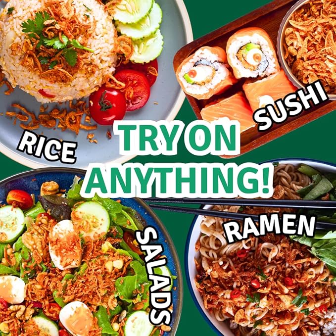 MaeMai Chili Crisp (MILD Spice) - Premium Onion & Garlic Flakes - Crispy All-Purpose Seasoning, Topper | Keto, vegan, gluten-free. Crunchy condiment for ramen add ons, rice seasoning, salads | 3.17 oz (90g)
