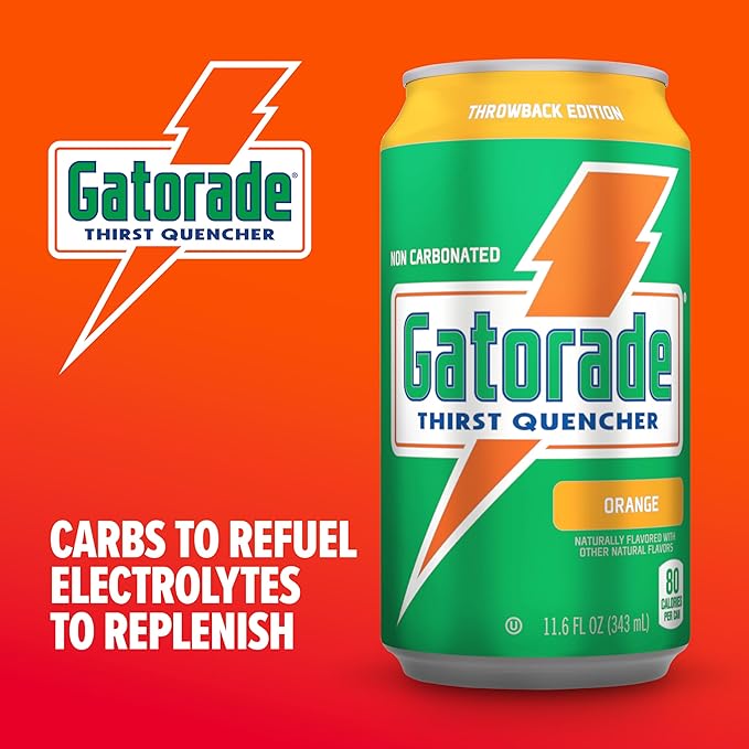 Gatorade Thirst Quencher, Orange, 11.6 Fl Oz Cans (Pack of 18)