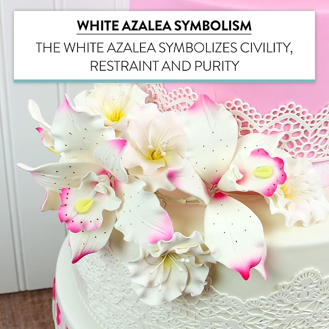 Global Sugar Art Azalea 1.75 Inch Sugar Cake Flowers White with Wire and Stamen, 10 Count by Chef Alan Tetreault