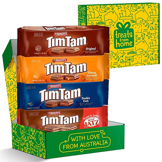 Tim Tam Variety Pack: Original, Double Chocolate, Chewy Caramel & Jatz - Authentic Australian Biscuit Gift Set