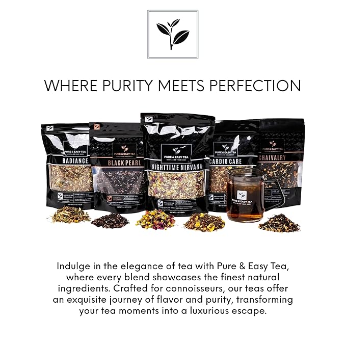 Pure And Easy Tea, Premium Tea Sampler Gift Box & Tea Infuser Brewing Mug, Tea Lovers Dream, 30 Count Tea Collection Makes 60 Cups