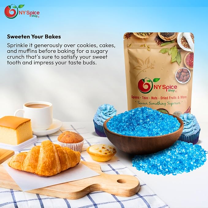 NY Spice Shop Light Blue Sanding Sugar - 3 PoundSweet Colorful Edible Sprinkles For Candy Dish - Sugar Sprinkles For Cake Decorating Cookies Basket & Dishes