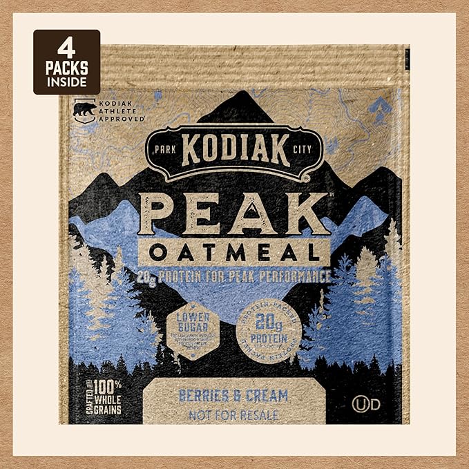 Kodiak Cakes Peak Instant Oatmeal Packets, Berries & Cream, High Protein,100% Whole Grains, 6 box with 4 packets each (Total of 24 packets)
