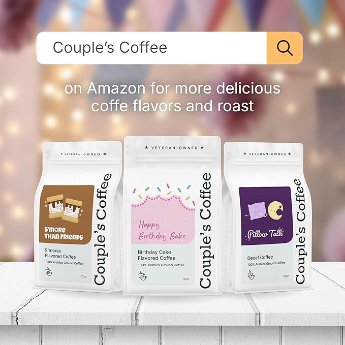 Couple?™s Coffee Ground Coffee | Gives Back to Military Families | Happy Birthday Babe | Medium Roast Birthday Cake Flavored Coffee | Made with 100% Arabica Beans | 12oz bag brews about 34 cups