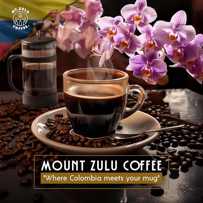 Mt Zulu Colombian Supremo ??Small Batch Artisanal Roast, Smooth & Balanced, Sun-Dried Microlot Gourmet Coffee Beans, 12 oz Bag
