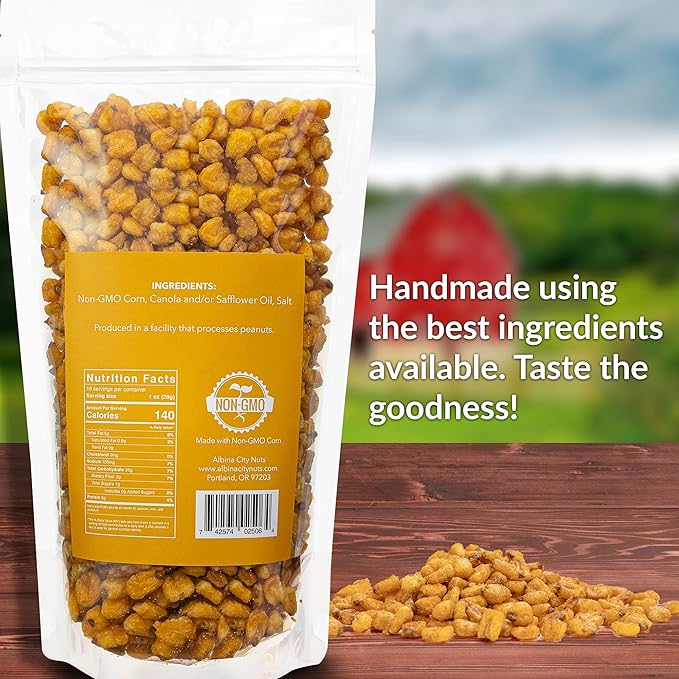 Albina City Nuts Toasted Corn ??Tasty Snack with a Gentle Crunch Made from Non-GMO Ingredients Free of Sulfites, Gluten, Artificial Flavors, and Preservatives ??1lb