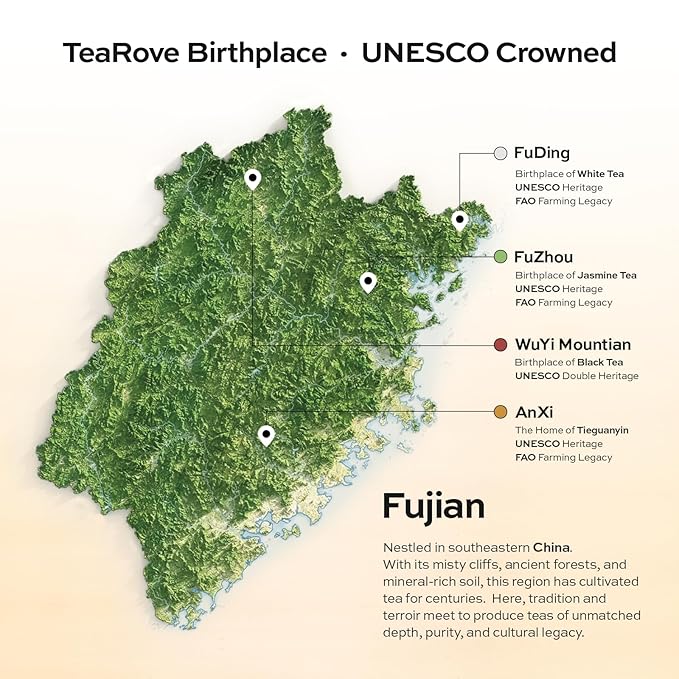 TeaRove Assorted Tea Gift Box - Toile de Jouy Bird Collection, Chinese Whole-Leaf Tea Smapler Variety Pack, Black, Oolong, Jasmine Green & Herbal Teas, Hot or Iced, Self Care Gifts for Teas Lovers