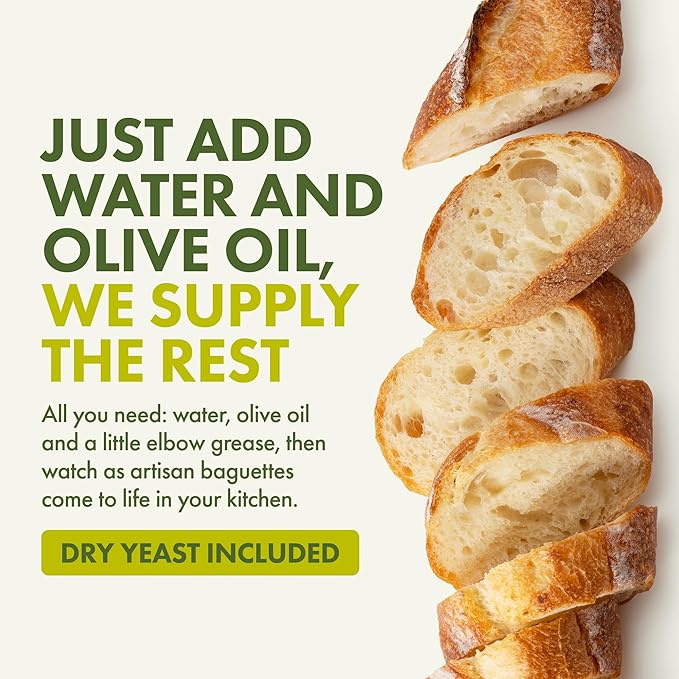 Let???Bake Bread Organic Baguette Baking Mix - Crusty Artisan French Bread at Home - USDA Organic, Non-GMO, No Additives, Easy Home Baking, Parisian Bakery-Style Loaf - 17.64 oz (1 Pack)