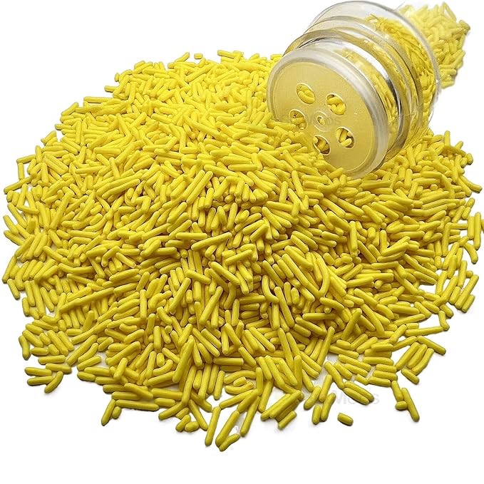 SE Si&Moos Yellow Sprinkles Edible Yellow Jimmies Soft Jimmy Sprinkles Halloween Cake Decorations Christmas Cookie Decorations for Cake Decorating, Ice Cream Toppings & Baking 2.75 OZ