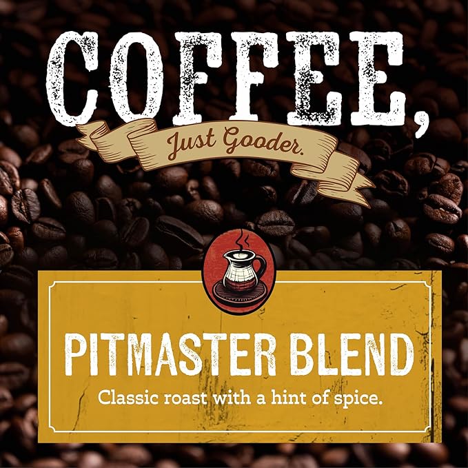 Rufus Teague Pitmaster Blend Ground Coffee, Gourmet Fresh Dark Roasted Coffee, Smoke Roasted Java, Medium Grind, 12 oz Bag, 2-Pack