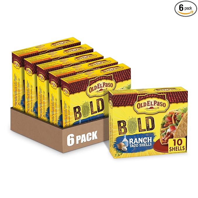 Old El Paso Stand ???Stuff Taco Shells, Zesty Ranch Flavored, Gluten Free Crunchy Corn Taco Shells, 10 Count, 5.4 oz (Pack of 6)