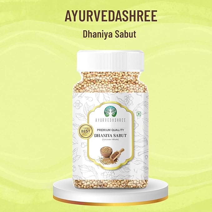 AYURVEDASHREE Coriander Whole (Indian Dhania) Spice 80gm PET Jar | All Natural | Salt-Free | Vegan | No Colors | | NON-GMO | Dhania Sabut | Indian Origin