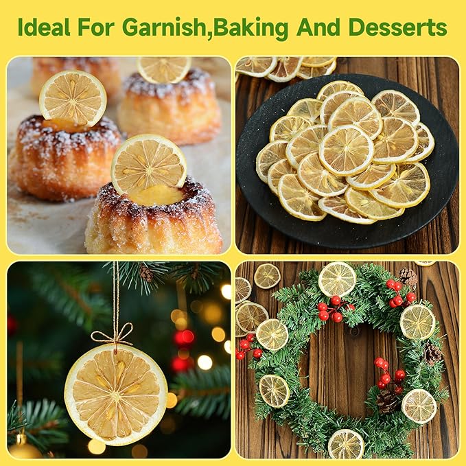 Dried Lemon Slices,3oz/85g, Dehydrated Fruit Slices For Cocktails,100% Natural No Additives No Sugar Added,Natural And Pure Taste,Fruit Tea,Cake Decorative Wheels, Crafts Decor,Dried Citrus