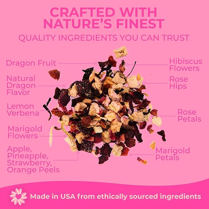Katy?™s Dragonfruit Loose Leaf Tea | Hydrating & Fruity Herbal Tea | Hibiscus, Dragonfruit & Pineapple | Caffeine-Free Fruit Tea | 30+ Cups | Hot or Iced | Antioxidant-Rich | Woman-Owned | 3oz Pouch