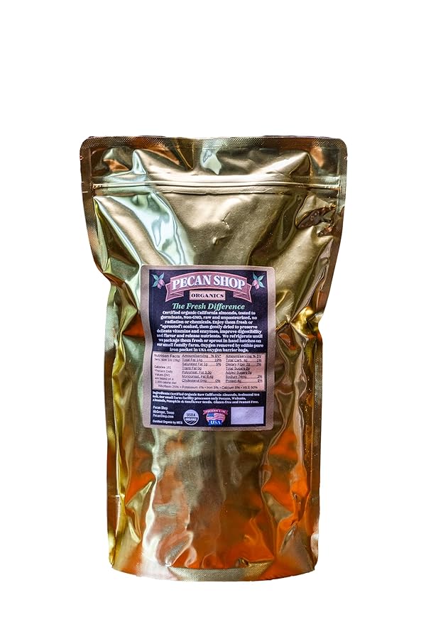 Pecan Shop Sprouted Raw Organic California Almonds 2 lbs - Light Sea Salt Family Recipe Crispy