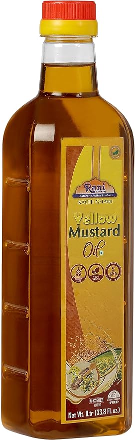 Rani Yellow Mustard Oil (Kachi Ghani) 33.8 Ounce (1 Liter) NON-GMO | Gluten Free | Vegan | 100% Natural | Kosher