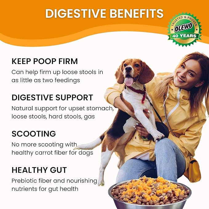 Olewo Original Carrots for Dogs ??Fiber for Perfect Poop, Dehydrated Dog Food Toppers for Picky Eaters, Natural Skin & Coat Support, Multivitamin, Probiotics for Digestive & Gut Health, 2.2 lbs