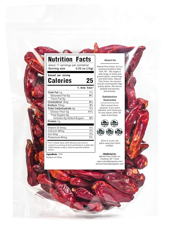 Natruen Whole Dry Szechuan Chinese Red Chili Pods 4 Oz, Mild, Facing Heaven Chili, Spicy Sichuan Dried Red Hot Chilies for Chili Oil, Paste, and Sauce