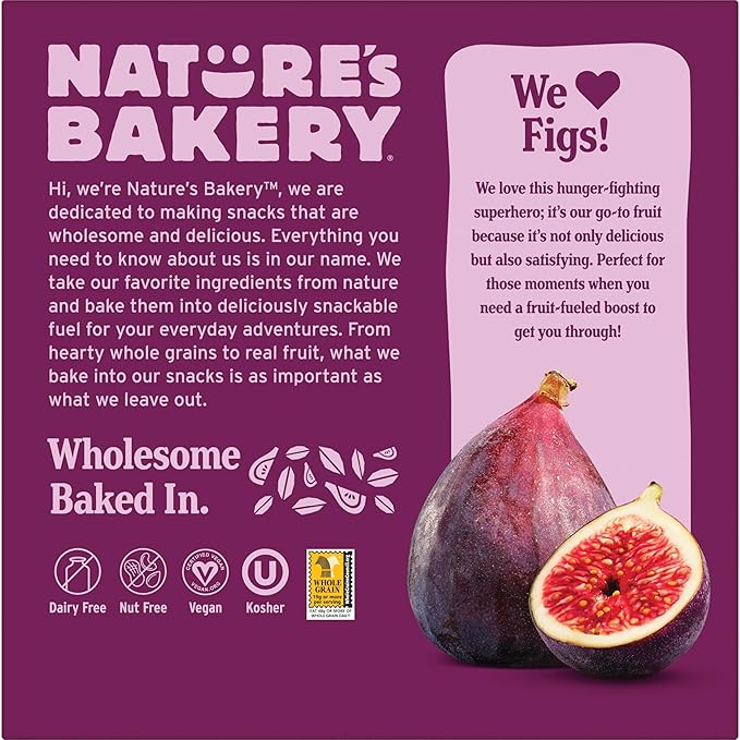 Nature?™s Bakery Whole Wheat Fig Bars, Original Fig, Real Fruit, Vegan, Non-GMO, Snack bar, 6 boxes with 6 twin packs (36 twin packs)