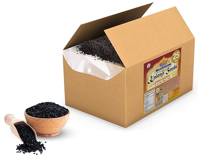 Rani Kalonji (Black Seed, Nigella Sativa, Black Cumin) Seeds 400oz (25lbs) 11.36kg Bulk Box ~ All Natural | Gluten Friendly | NON-GMO | Kosher | Vegan | Indian Origin