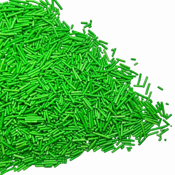SE Si&Moos Grass Green Jimmies Sprinkles Green Grass Sprinkles for Cake Decorating Edible Crunchy Jimmies for Topping Ice Cream, Cookies, Cakes, Cupcakes, Dessert Decorating 3 OZ