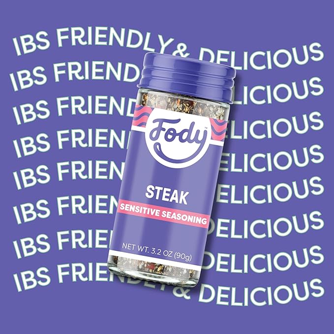 Fody Foods Steak Seasoning, 3.2 Oz, Garlic and Onion Free, Low FODMAP Certified, Gut & IBS Friendly, Vegan, Non-GMO, Gluten Free, Keto Friendly, Great for Grilling