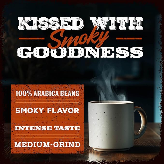 Rufus Teague Pitmaster Blend Ground Coffee, Gourmet Fresh Dark Roasted Coffee, Smoke Roasted Java, Medium Grind, 12 oz Bag, 2-Pack