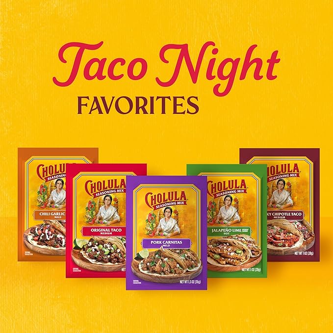 Cholula Seasoning Mix, Pork Carnitas, Mild Heat, For Tamales, Pulled Pork Tacos, Burrito Bowls, Dips and More, 1.3 oz (Pack of 12)