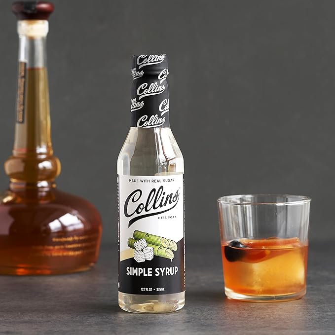 Collins Simple Syrup, Classic Simple Syrup, Soda Water Flavors for cocktails, Old Fashioned Syrup, 12.7 Ounces, Set of 1