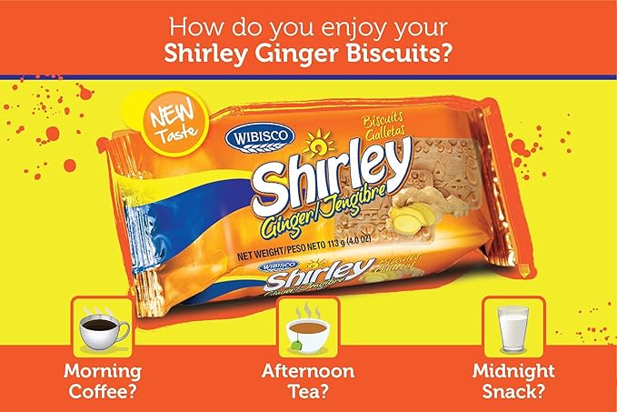 Wibisco Shirley Biscuits, Ginger, 3.7 (Pack of 24)