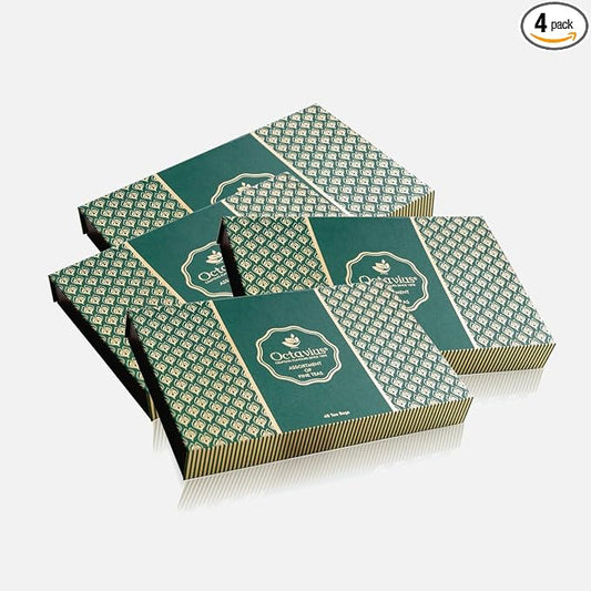 Octavius Tea Sampler Pack | 8 Assorted Black & Green Teas | 48 Teabags | Tea Sampler Variety Pack | Pack of 4