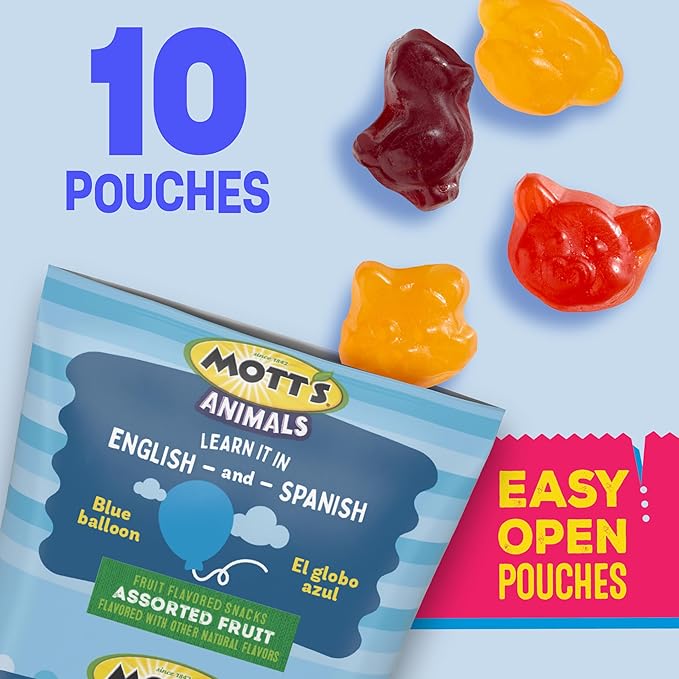 Mott's Fruit Flavored Snacks, Animals Assorted Fruit, Gluten Free Snack, 10 Ct, 8 oz (Pack of 8)