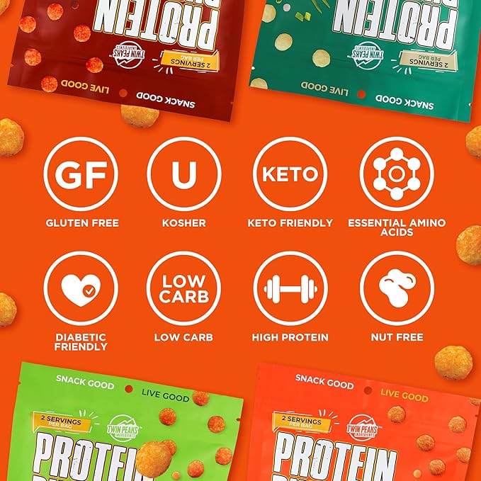 Twin Peaks Protein Puffs & Italian Dressing Starter Pack ??Low Carb, Keto-Friendly, High Protein, Gluten-Free Snack