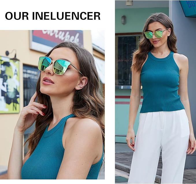 DUCO Oversized Polarized Sunglasses Womens Trendy Mirrored Shades Retro Round Vintage Light Weight UV400 Sun Glasses W016