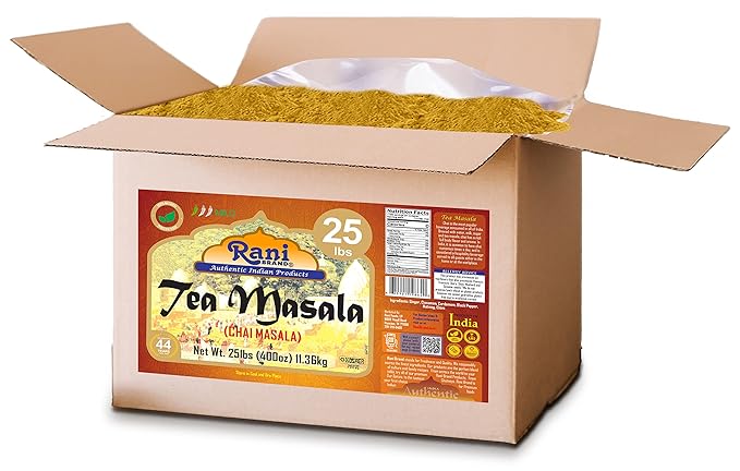 Rani Tea (Chai) Masala Indian Spice Blend 400oz (25lbs) 11.36kg Bulk Box ~ All Natural | Vegan | Gluten Friendly | Salt & Sugar Free | NON-GMO | No Colors | Kosher | Indian Origin