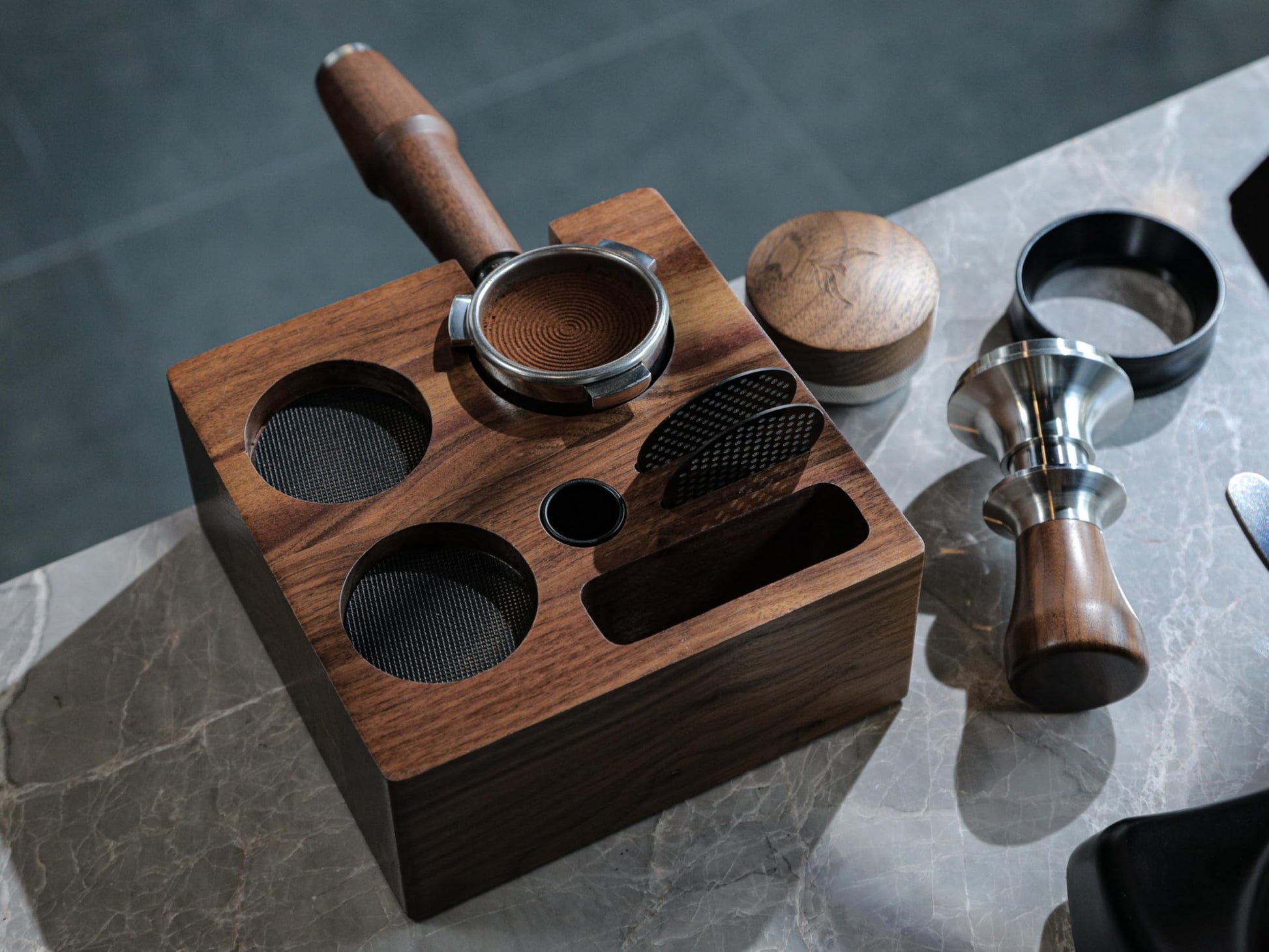 KNODOS Walnut Espresso Tamping Station 54mm for Breville – Coffee Accessories Organizer Tamper
