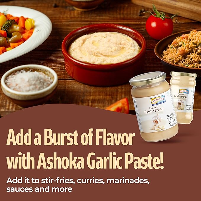 Ashoka Authentic Garlic Cooking Paste | Vegan | Gluten-Free | Kosher Certified | Non-GMO | No Colors | Made from Premium Indian Spices | 700 Grams (Pack of 1)