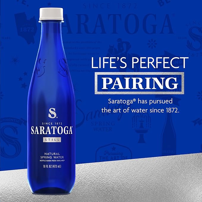 Saratoga Spring Water Bottles, 24 Pack - Still Bottled Water with Naturally Occurring Minerals - Recycled PET Plastic Bottles - 16 Fl Oz