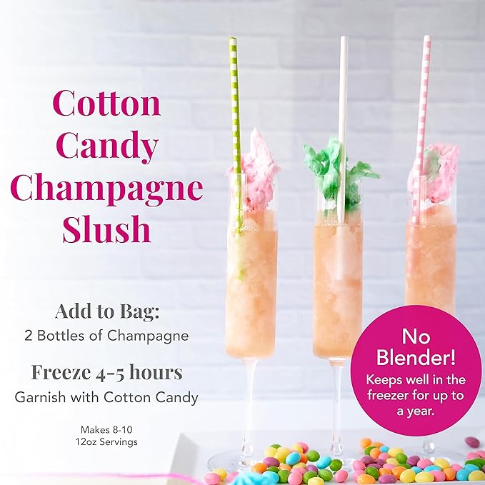 Frozen Cocktail Drink Mix - Makes 10 Wine Slushies - Drink Powder Pouches for Alcohol - All Natural Low Sugar Mixer, No Blender Needed - Frapp챕 Vino