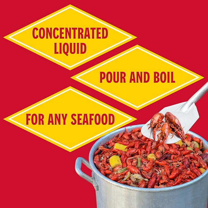 Louisiana Fish Fry Products Crawfish, Shrimp & Crab Concentrated Liquid Boil Seasoning - Spicy & Delicious Seafood Complete Seasoning - Low Salt Cajun Seasoning 16 oz (Pack of 1 Bottle)