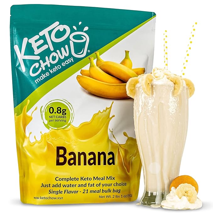 Keto Chow Banana | Keto Meal Replacement Shake | Nutritionally Complete | Low Carb | Delicious Easy Meal Substitute | You Choose The Fat | 21 Meal Bulk Pack